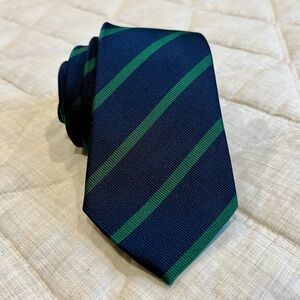 Banana Republic Navy/Green Striped Silk Tie